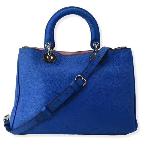 CHRISTIAN DIOR  Diorissimo Leather Medium Tote Bag Blue - Picture 1 of 13